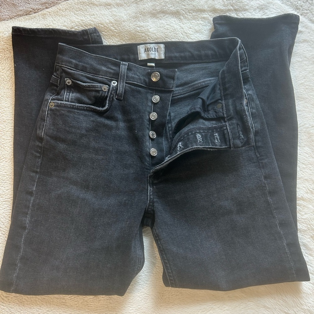 Agolde Black Straight Leg Women's Jeans riley crop - Picture 6 of 7
